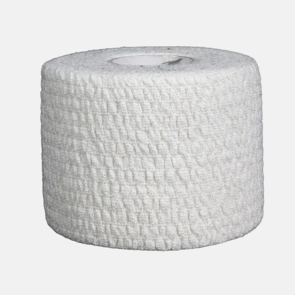 
                  
                    Roll of white elastic bandage on a white background
                  
                